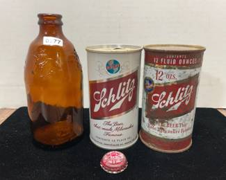 2 Schlitz beer cansVintage Anheuser Busch Stubby Beer Bottleparkway soda Dr P west Jefferson