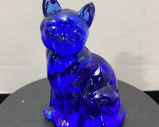 Cobalt glass cat