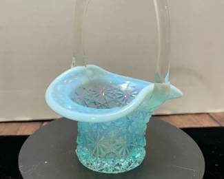 Fenton Aqua Blue Opalescent basket