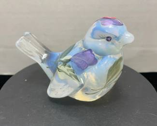 Hand painted glass bird