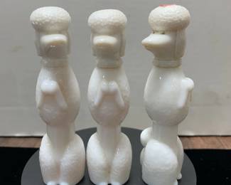 3 avon milk glass cologne bottles 2 full 1 half full