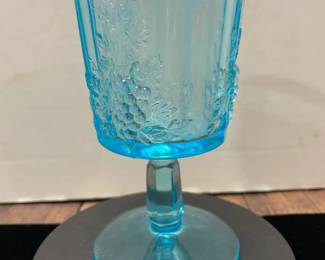 Westmoreland Crystal Paneled Grape Blue Opalescent Water Goblet