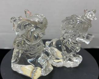 2 Lead Crystal elephant lion