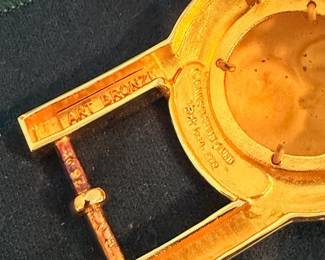 Vintage Kielstein-Cord Celestial gold plated art bronze sun belt buckle and lizard skin belt
