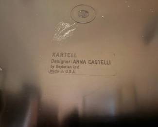Vintage Kartell tall ‘Componibili’ plastic side table on wheels