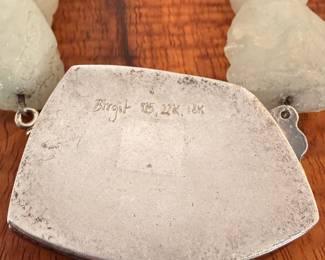 Vintage Birgit Kupke-Peyla stone, 925, 18kt and 22kt necklace