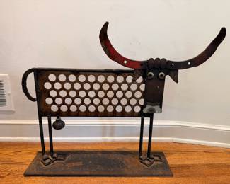 Vintage Bill Heise metal bull sculpture