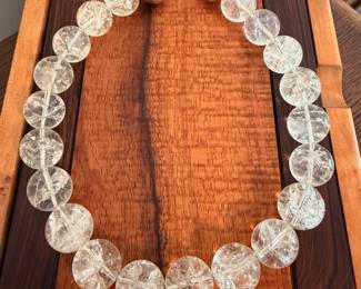 Rutilated quartz crystal necklace with 925 silver bead closure