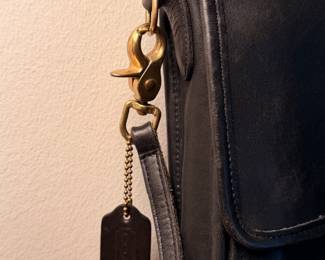 Vintage Coach black leather Station Bag and slim wallet