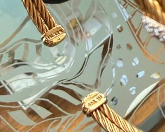 Vintage David Yurman 750 (18kt gold) and diamond ‘X’ double cable open bangle bracelet