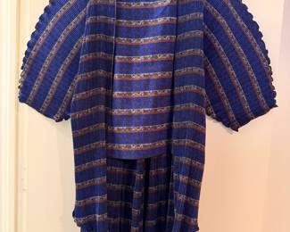 Ca. 1980’s Ellen Hauptli sculptural pleated jacket, skirt and silk top