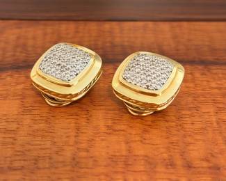 David Yurman ‘Albion’ 750 (18kt gold) and 2.00 tcw diamond clip earrings