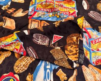 1992 Nicole Miller ‘Snack’ novelty silk scarf
