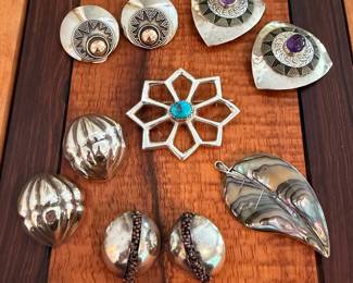 Selection of Mexican sterling jewelry pieces