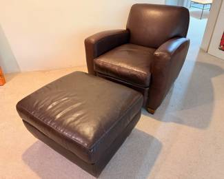 Very comfy Mitchell Gold for Restoration Hardware leather club chair w/ ottoman
