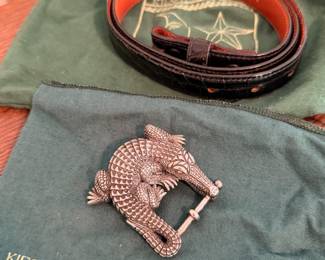Vintage Kieselstein-Cord sterling silver Alligator Grand belt buckle and American alligator belt