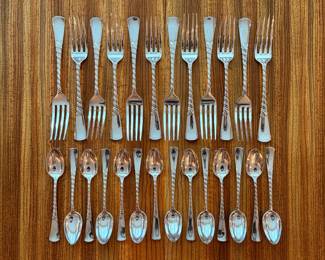 Antique Gorham “Colonial” sterling flatware set, monogrammed ‘D’