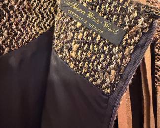 Vintage Kathleen Weir-West “Tina Turner” hand woven tunic dress with leather detail