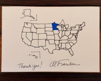 Original hand drawn map of the United States by Al Franken 