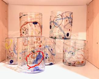 Vintage Murano millefiori art glass tumblers