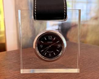 Vintage leather and lucite Coach clock