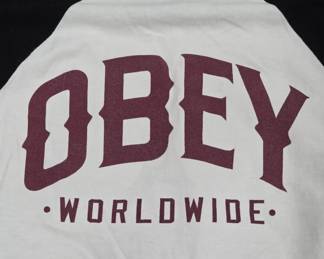 Obey Raglan-Sleeve Shirt in Black and White