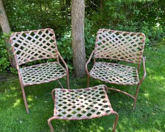 Vintage Brown Jordan set of 2 chairs and ottoman