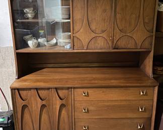 MCM Broyhill Brasilia sideboard with hutch