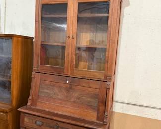 VICTORIAN EASTLAKE ANTIQUE OFFICE SECRETARY DESK AND BOOKCASE