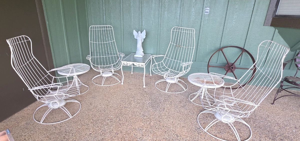 MCM patio chair and table set (Sold as a set with two chairs and one table) 2 sets available