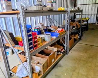 Industrial shelving and misc. parts and supplies