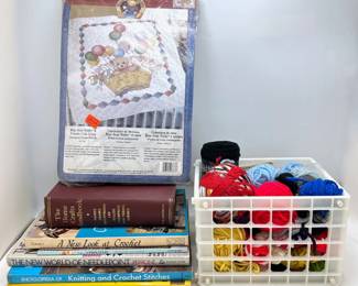 Sewing Books, Yarn & Bucilla Baby Blanket Kit Lot #: 154