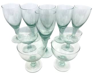 Set 6 Hand Blown Heavy Wine Glasses & 4 Parfait Bowls Lot #: 121