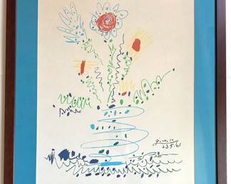 Pablo Picasso Print Of 1961 "Fleurs Pour UCLA" Lot #: 55