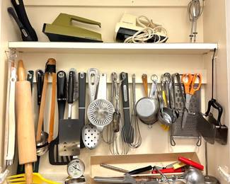 Vintage Kitchen Tools And Utensils Including 2 Electric Hand Mixers Lot #: 112