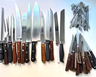 Assorted Cooking Knives, Steak Knives & Cocktail Forks (Over 50 Pieces) Lot #: 111