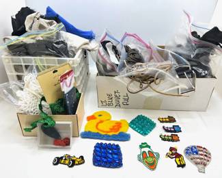 Sewing Fabric Remnants, Leather String, Elastic, Patches & Other Sewing Supplies Lot #: 153