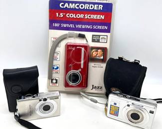 3 Cameras: New In Box Jazz DV152 Camcorder, Canon PowerShot SD600 & Sony Cyber-Shot Lot #: 29