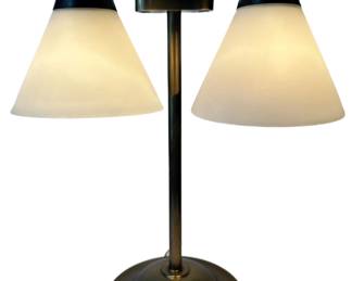 Vintage Brass Double Swing Arm Lamp With Glass Shades Lot #: 86