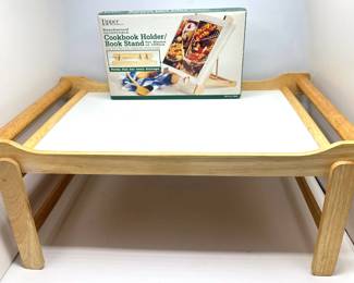 Folding Bed Tray & New In Box Lipper Beechwood Adjustable Cookbook Stand Lot #: 120