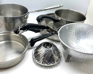 5 Pots, Pans & Colanders By All-Clad, Revereware & More Lot #: 117