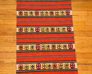 Hand Woven Kilim Runner Rug With Fringe Lot #: 115