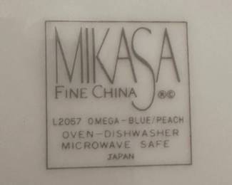 Mikasa Omega Blue Peach Japanese Dish Set With Platter, Gravy Boat & Creamer (10 To 16 Of Each) Lot #: 19