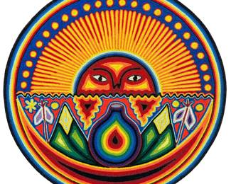 Arte Tepehumano Mexican Folk Art Huichol Yarn Painting Wall Hanging Lot #: 59