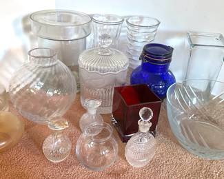 Over 12 Glass Vases, Bowls, Ice Buckets, Canisters, Cruets & More Lot #: 135