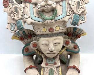 Ceramic Replica Of Zapotec Warrior Vessel Sculpture Lot #: 27