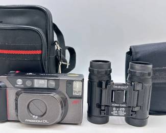 Minolta Freedom DL Camera With Bag & Tasco Binoculars With Bag Lot #: 30