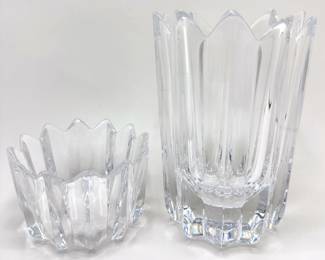 2 Vintage Orrefors Signed Crystal Vases, Larger Marked 1977 Lot #: 7
