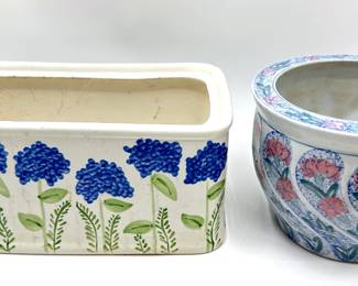 Trish Richman For At Home International Ceramic Planter & Chinese Porcelain Fish Bowl Jardiniere Lot #: 145