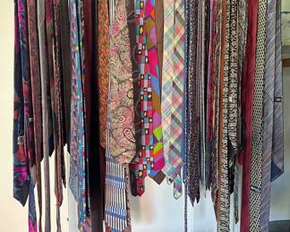 Over 50 Vintage Ties Wth Vintage Tie Rack Lot #: 93